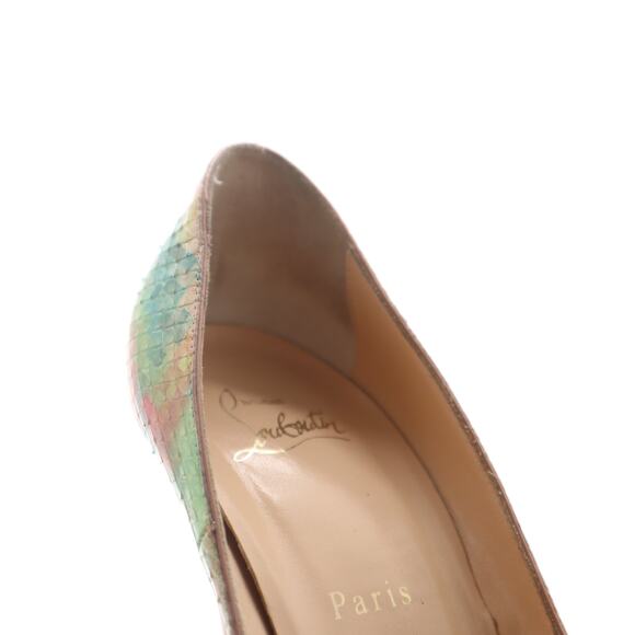 Christian Louboutin Multicolor Python Pixel Troca 140 Peep Toe Heels 40.5 - Picture 11 of 11